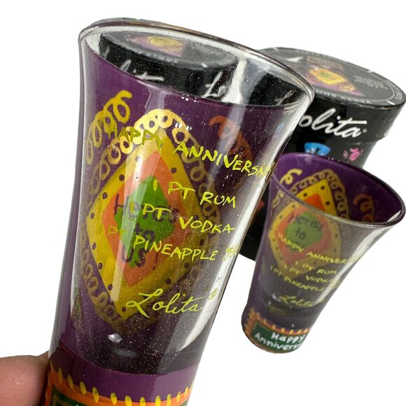 Lolita Party Shots Happy Anniversary Shot GLASS Set Of 2 - Picture 2 of 7